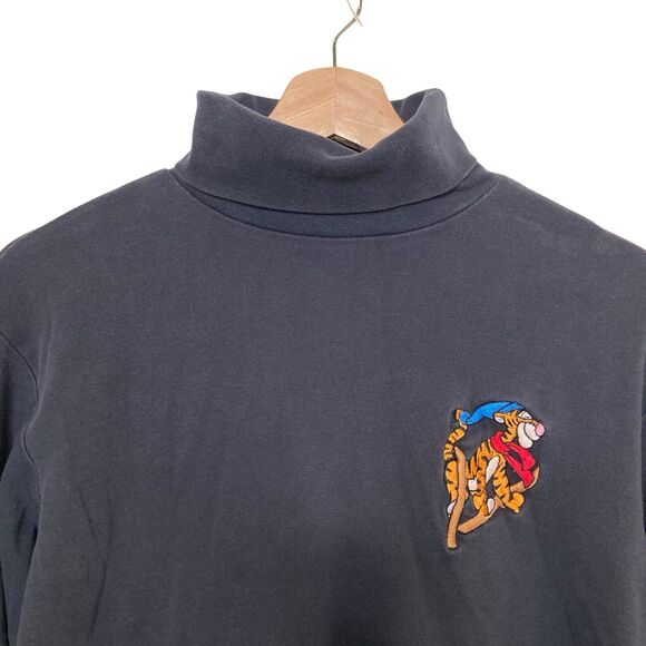 Vintage Mickey Inc Tigger Long Sleeve Turtleneck Embroidered USA Small Black - Picture 3 of 9